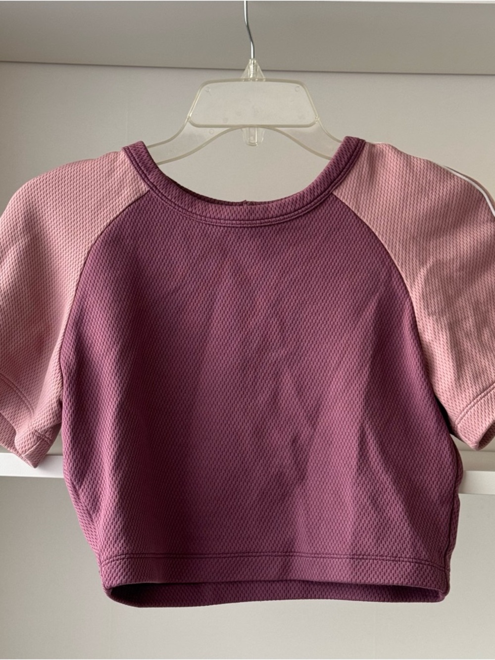 TWENTY MONTREAL Purple Mesh Color Block Crop Tee